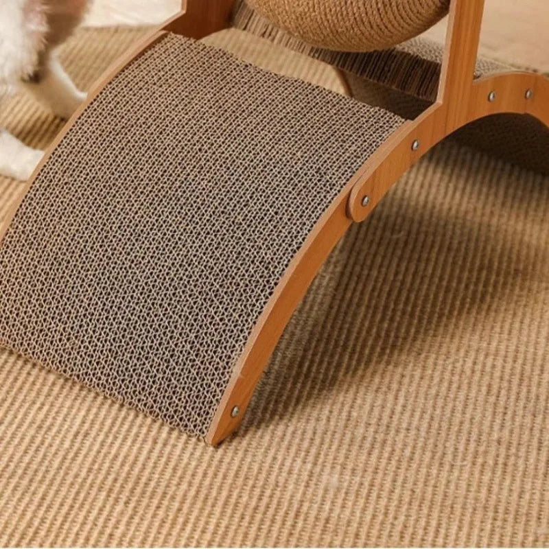 2 In 1 Wooden Cat Scratching Ball Sisal Scratch Board Durable Grinding