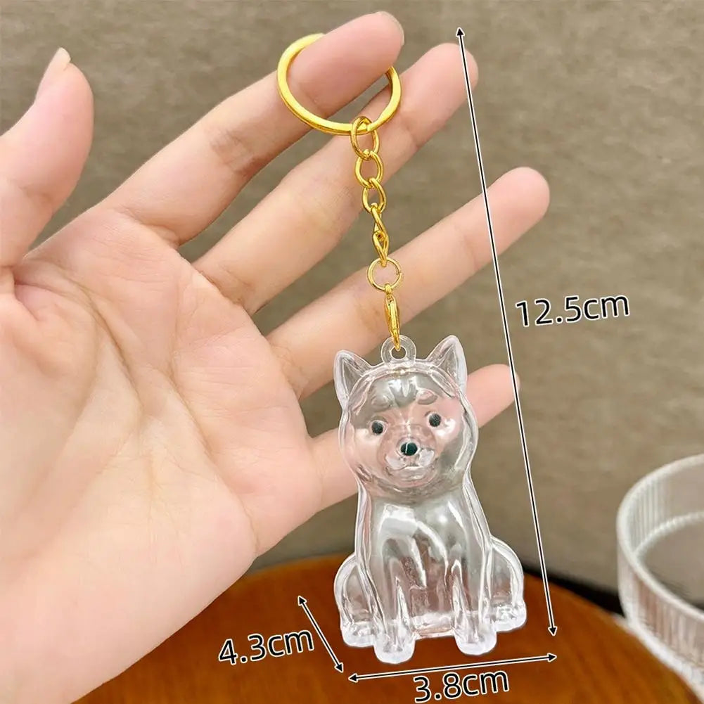 Transparent Cute Dog Hair Storage Keychain Pet Fur Keepsake Capsule