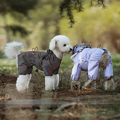 Dog Raincoat with Harness Waterproof Pet Rain Jacket for Small Dogs