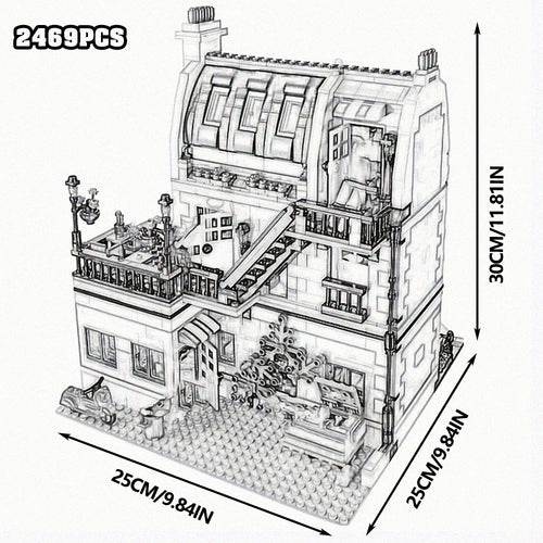 Creative Expert Bricks Bank Cafe Corner MOC Street View City Model