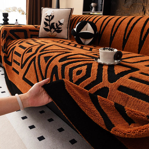 1pc New Bohemian Style Sofa Protector, Vintage Interlaced Comfortable