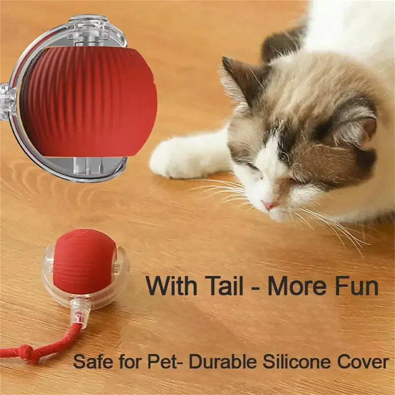 Cat Interactive Ball Toys Automatic Rolling Ball Faux Tail