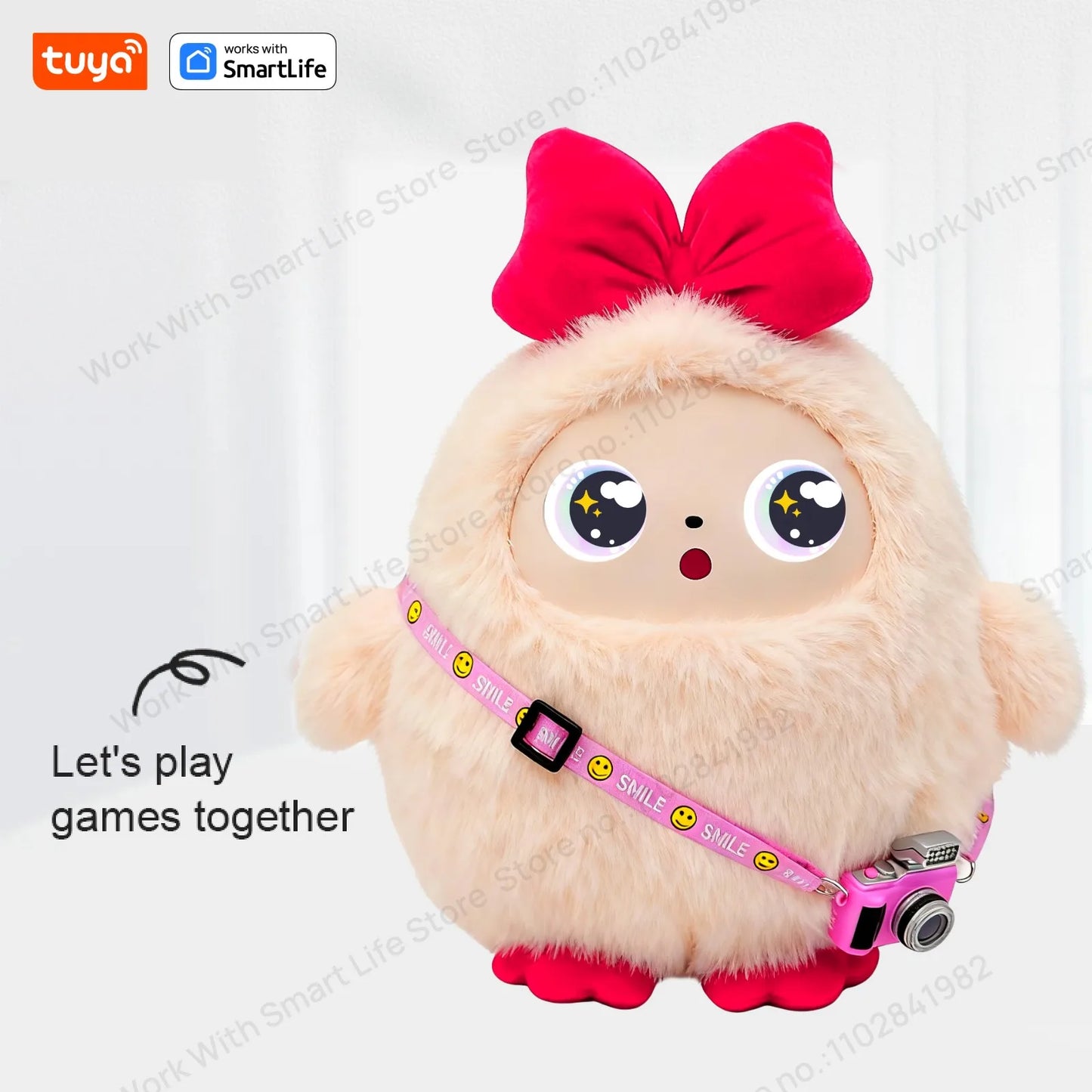 AI Plush Toy W/Smart Voice&LED Eyes,Interactive Companion for
