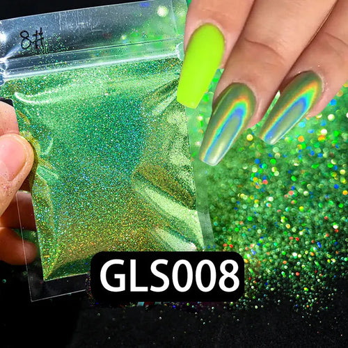 Laser Holographic Rainbow Nail Glitter 0.2MM Sparkly Nails Glitter