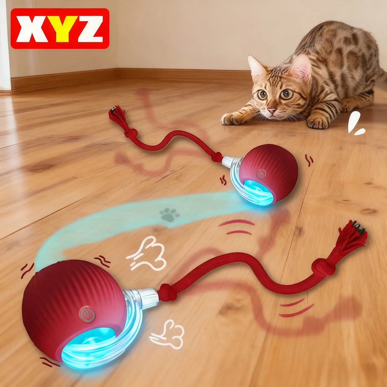 New Cat Interactive Ball Toy Automatic Rolling Ball Faux Tail