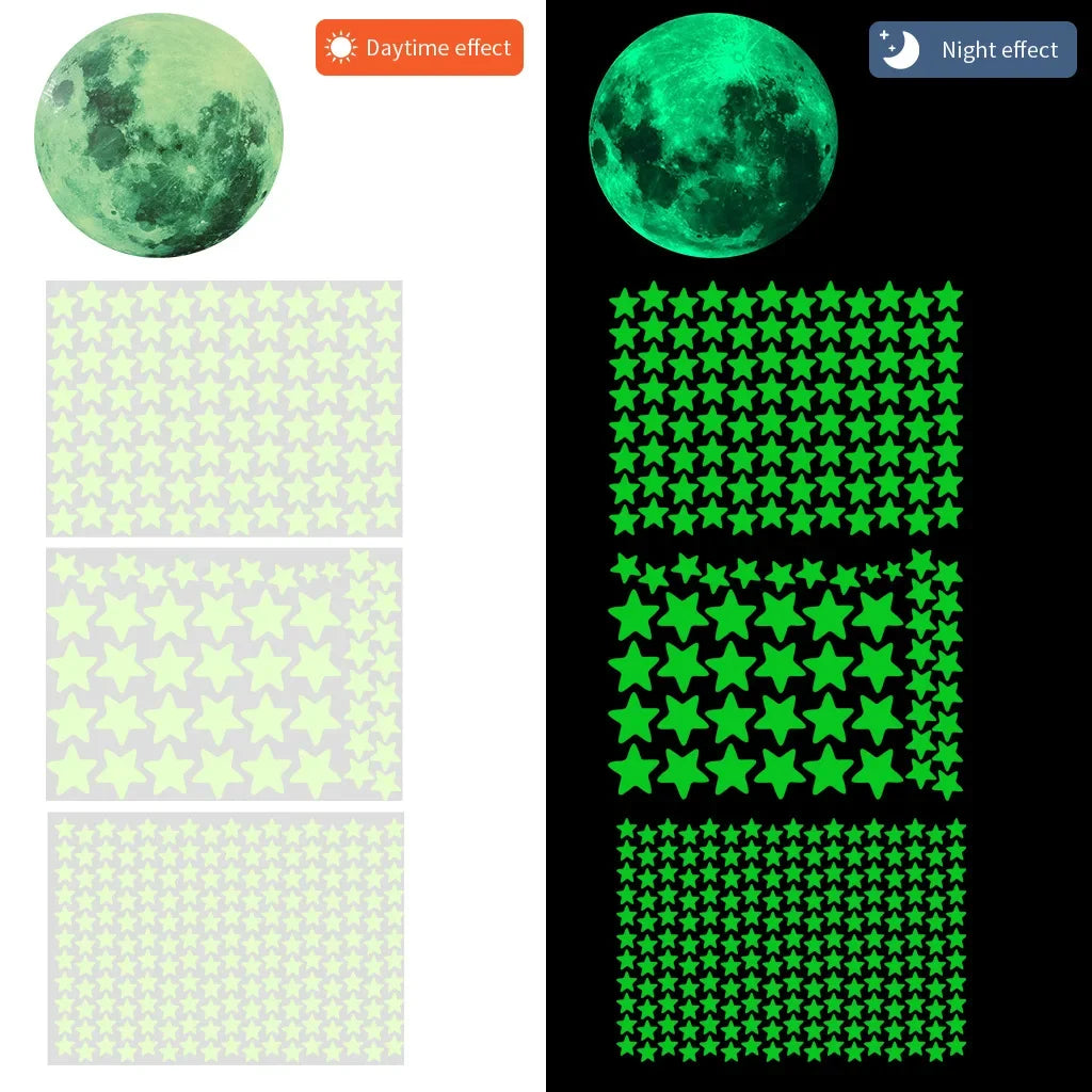 Luminous Moon Stars Wall Stickers for Kids room Bedroom Decor Glow in