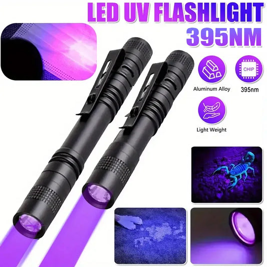 395nm UV Pen FLaslight,Blacklight Flashlight w/ Clip Portable Detector