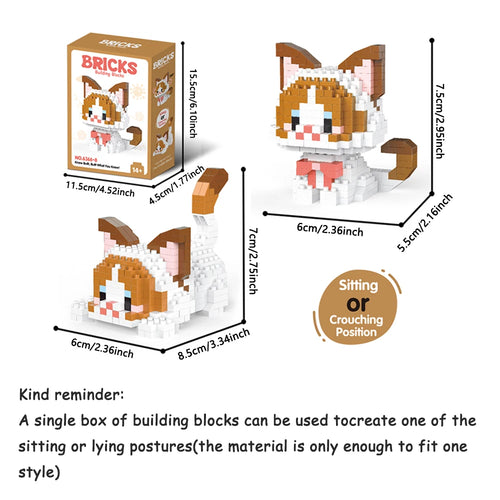 Micro Mini Super Cute Micro Cat Building Kit Tiny Pet Series Doll