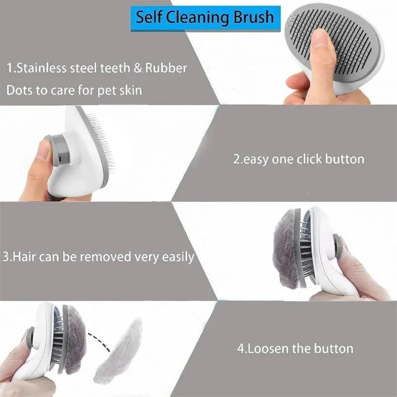 Self-cleaning Pet Hair Remove Comb Cat Slicker Brush Pet Hair Removal