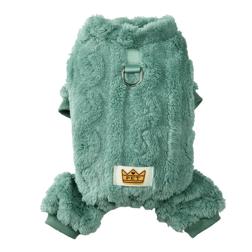 Soft Dog Clothes For Winter Warm Puppy Jumpsuit With D-ring Flannel