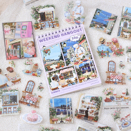30PCS PET Decoractive Material Sticker Pre-Cut Journaling Sticker