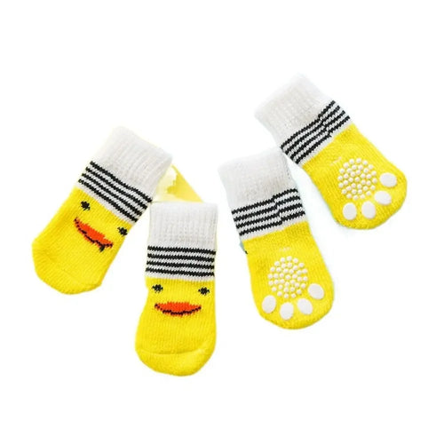 4Pcs Pet Cat Dog Floor Anti-slip Socks Autumn Winter Warm Soft Wool
