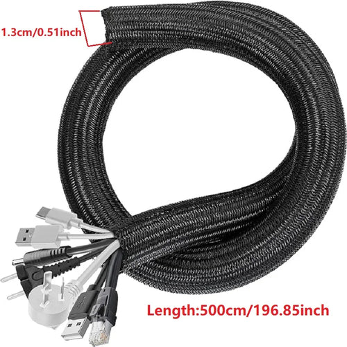 1M 3M 5M Braided Cable Sleeve PET Nylon Wrapping Cable Casing Cable