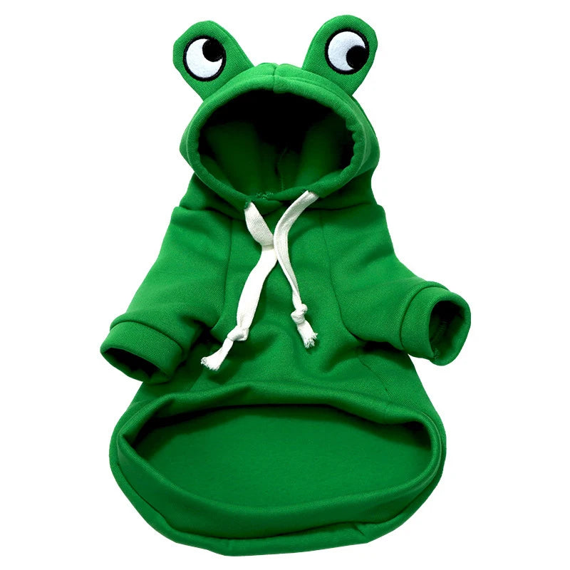 Adorable Green Frog Dog Sweater Dog Coats  Pet Clothes Pet Hooded