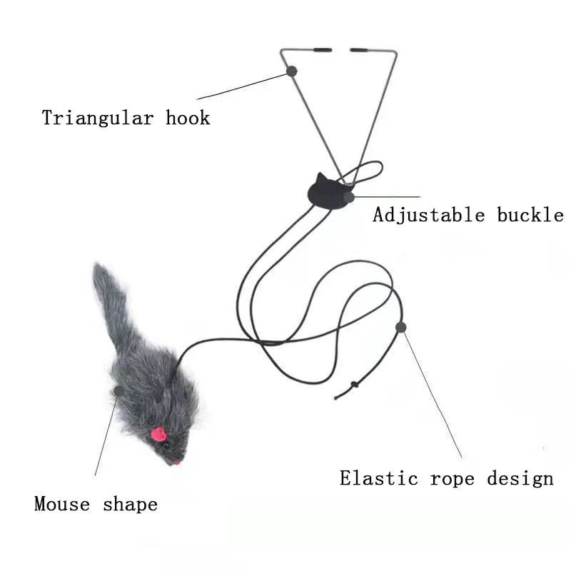 Hanging door mouse teasing cat stick elastic clip door swing hanging