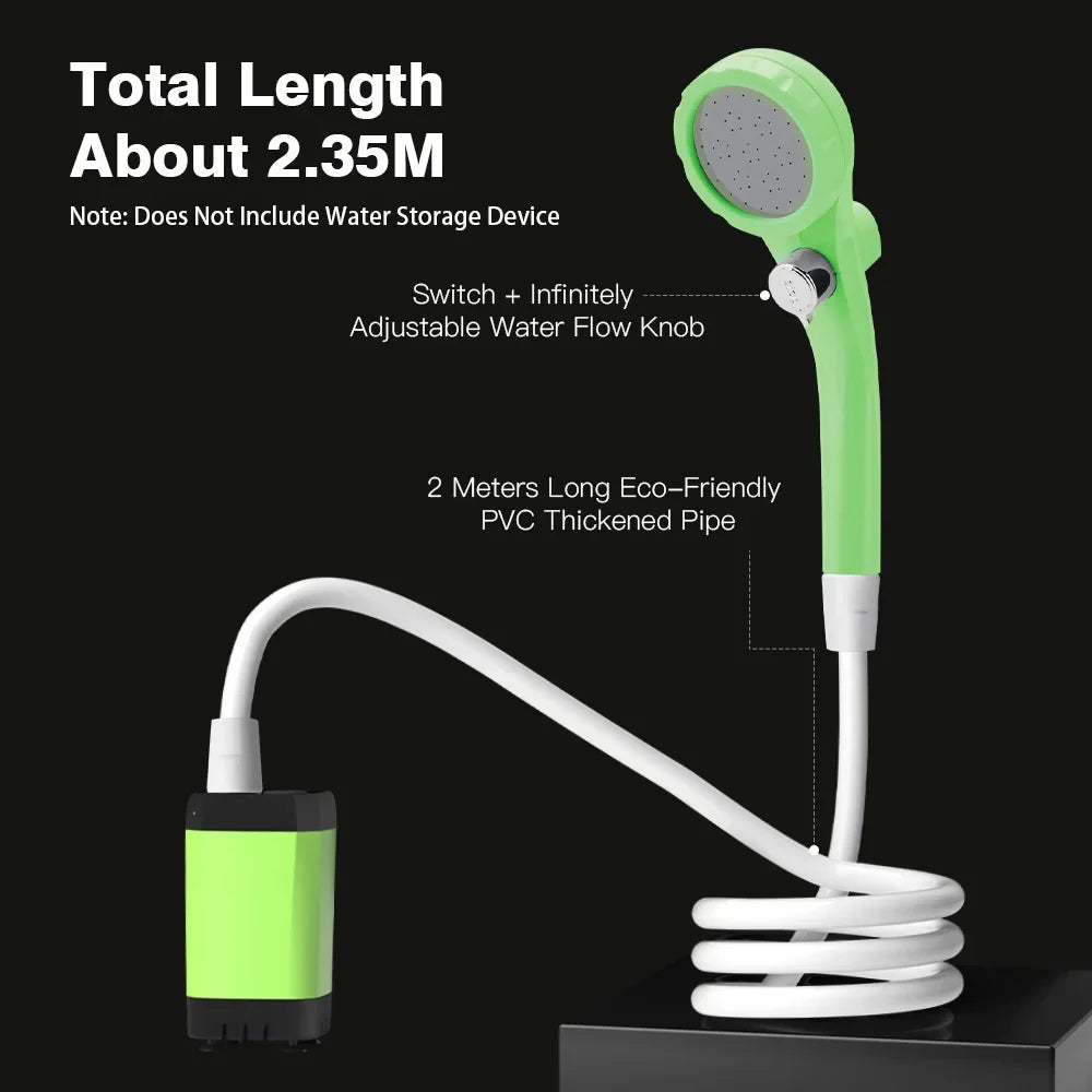 6000mAh Portable Camping Shower Pump Outdoor Shower Kit w/Full Screen