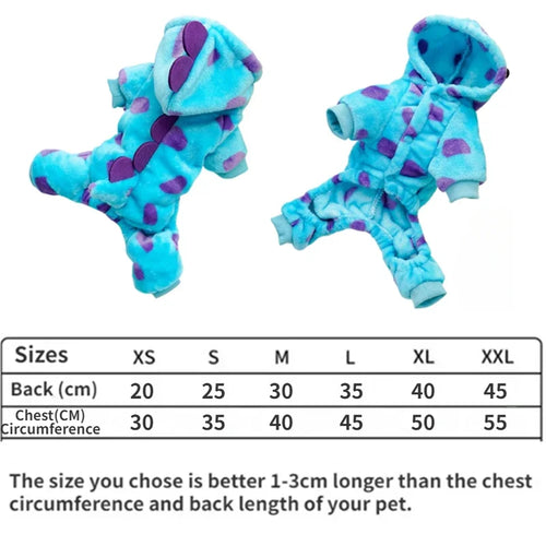 1PC Pet Clothing Dog Cat Autumn and Winter Thickened Warm Blue