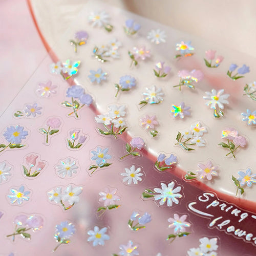 1 pc 5D Chinese style camellia nail sticker Vernal Equinox peach