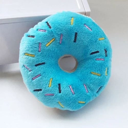 Soft Donuts Plush Dog Toy Puppy Chew Squeaky Sound Toy Small Medium