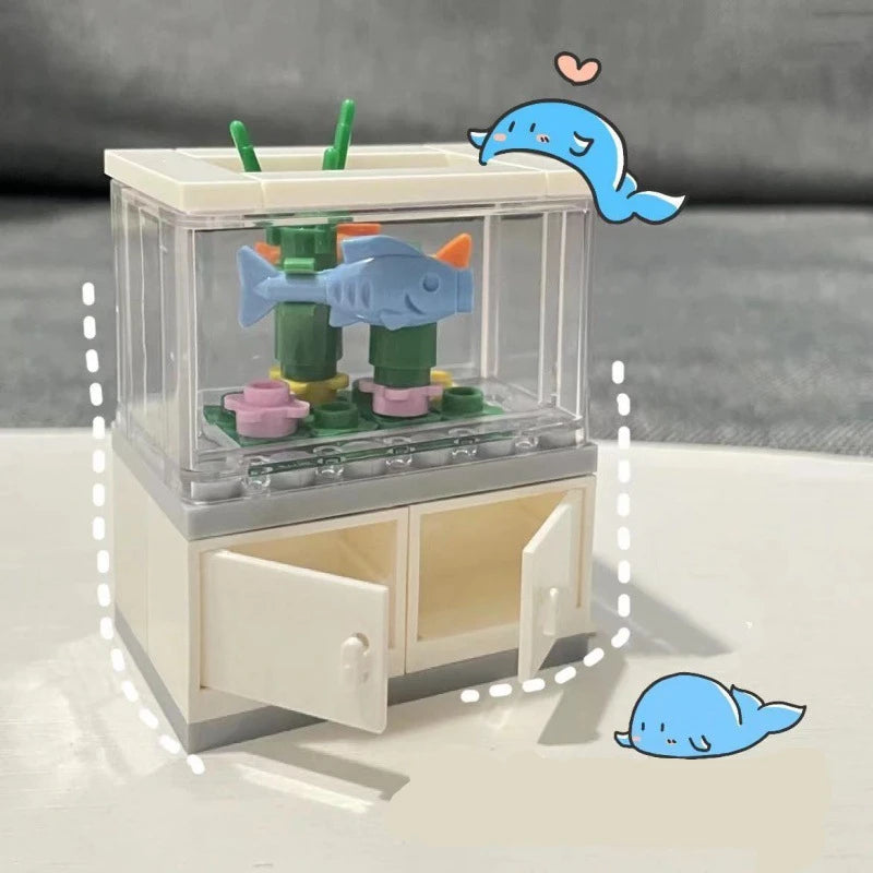 City Friends Fish Tank Building Blocks MOC Assemble Toys ClownFish