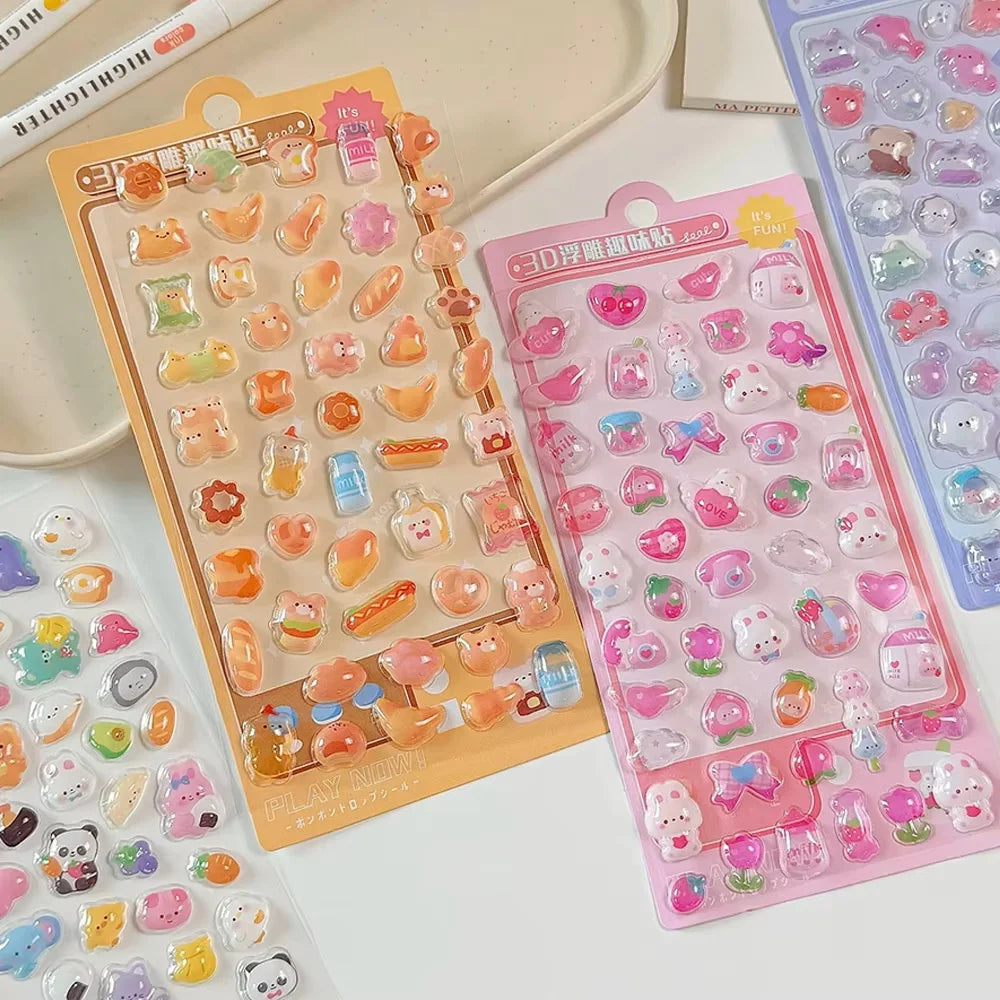 Funny Sweet Furit Ice Cream Pets Drop 3D Relief Sticker Scrapbooking