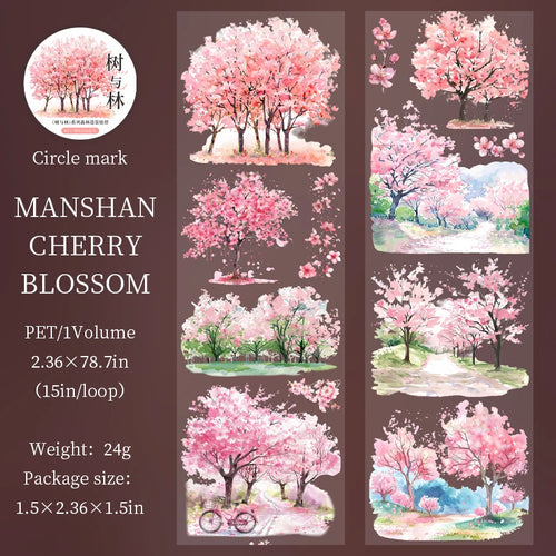 60mm*2m Forest PET Tape Collage Decor Junk Journal DIY Scrapbooking