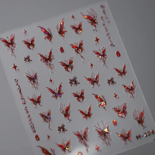 1Pcs 5D Embossed Aurora Butterfly Nail Art Stickers Self Adhesive