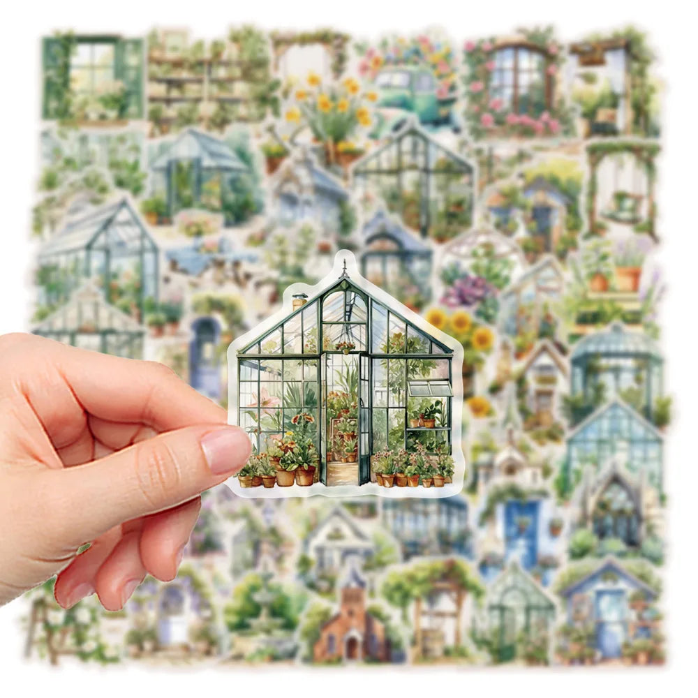 50PCS Flower Field Cottage Cartoon Stickers DIY Scrapbooking Guitar