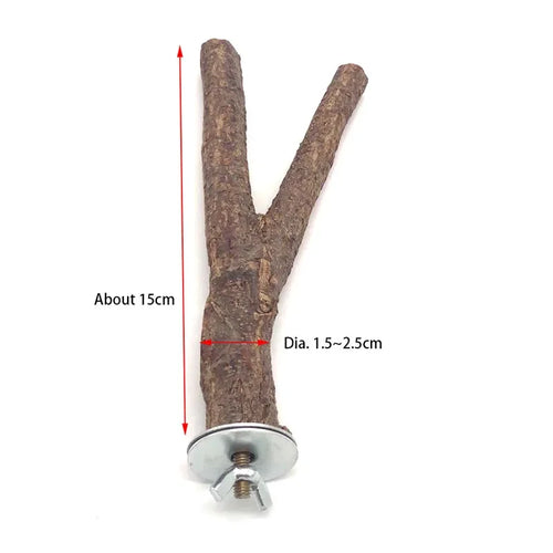 Natural Wood Pet Parrot Raw Wood Fork Tree Branch Stand Rack Squirrel