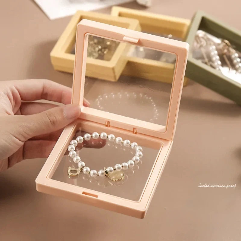 10PS Transparent Film Jewelry Packing Box Suspended Ring Earrings