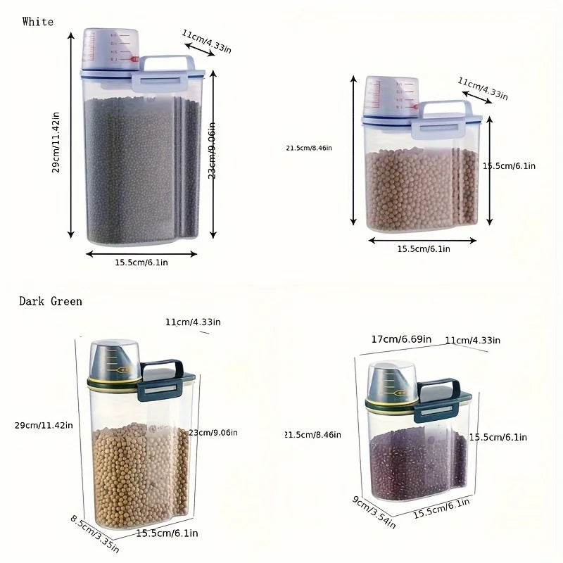 Pet Food Storage Container with Measuring Cup Handle Airtight