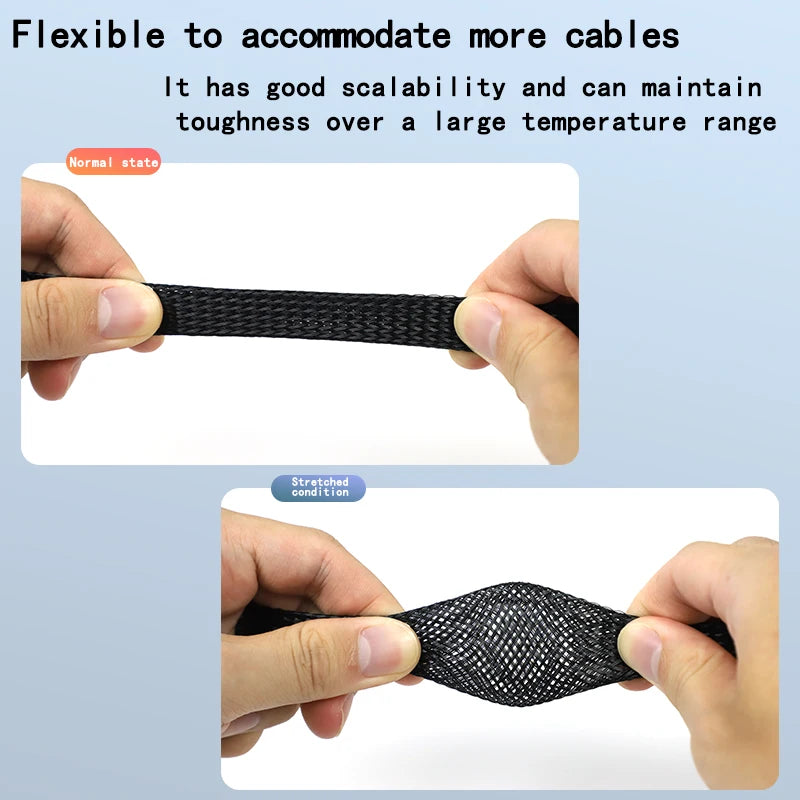 3m/9.85ft PET Expandable Braided Sleeving Flexible Wire Mesh Sleeve