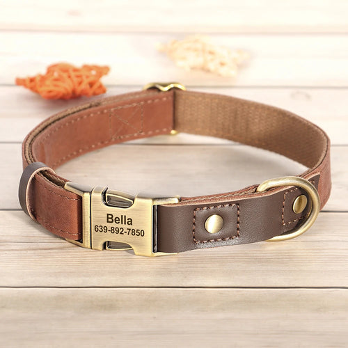 Free Custom PU Leather Dog Collar Engraved Dog Collars Adjustable Pet