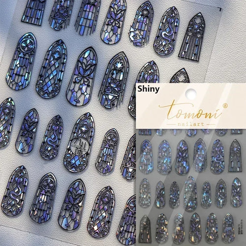 1piece 5D glass fragment nail sticker high quality stained glass