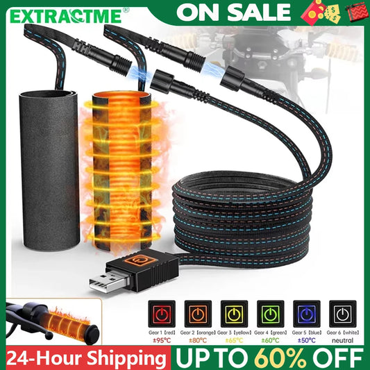 Extractme Motorcycle Heated Handlebars USB Adjustable Insulated
