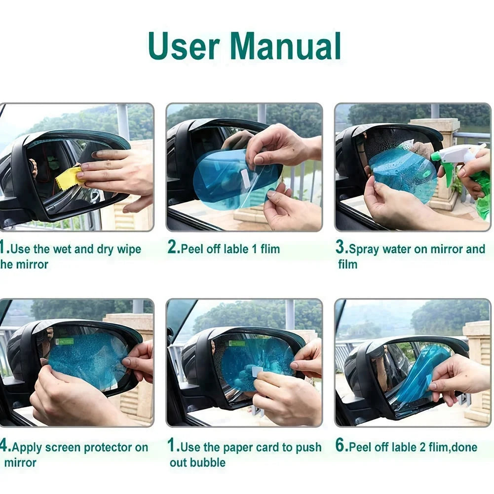 4pcs Car Rearview Mirror Protective Film Side Windows Sticker, Anti