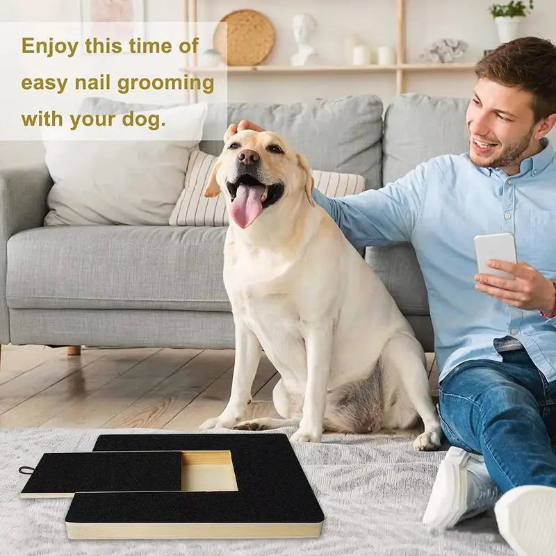 Dog Nail Scratch Board Nail Trim Pad Pull-Out Wooden Pet Scratching