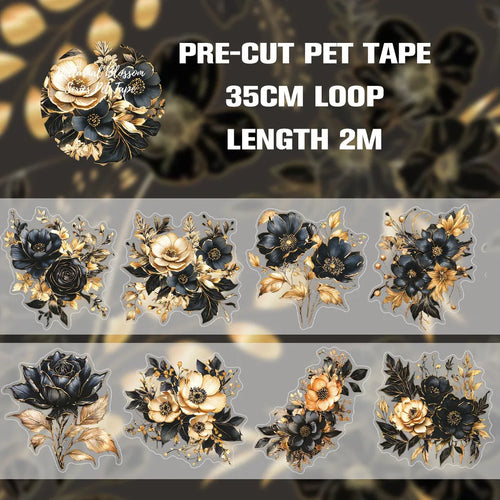 50mm*2m Vintage Floral Tape Self-Adhesive Scrapbooking PET Material