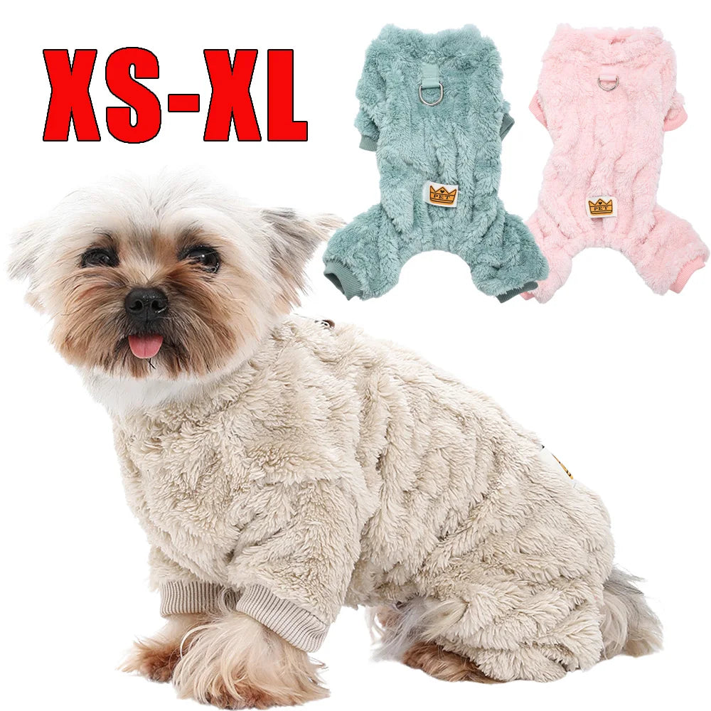 Pet Dog Clothes Cozy Soft Fleece Puppy Cat Jumpsuit For Small Medium