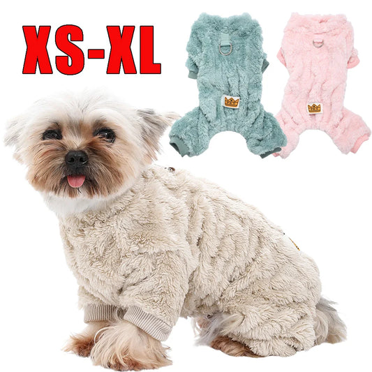 Pet Dog Clothes Cozy Soft Fleece Puppy Cat Jumpsuit For Small Medium