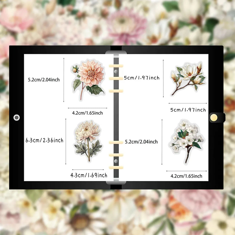 50PCS Creative Retro Long Branch Flower Stickers Phone Case Decoration