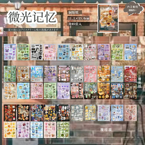 TIANZI 20 Sheets PET Die cut Stickers book Retro Cartoon Decorative