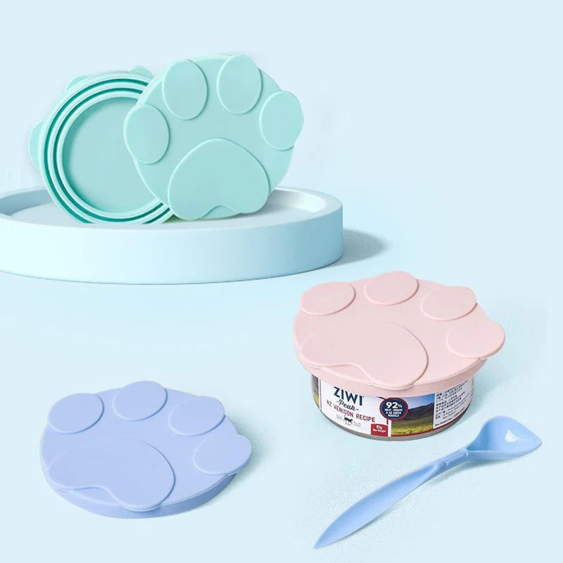 New Portable Silicone Dog Cat Canned Lid 2-in-1Food Sealer Spoon Pet