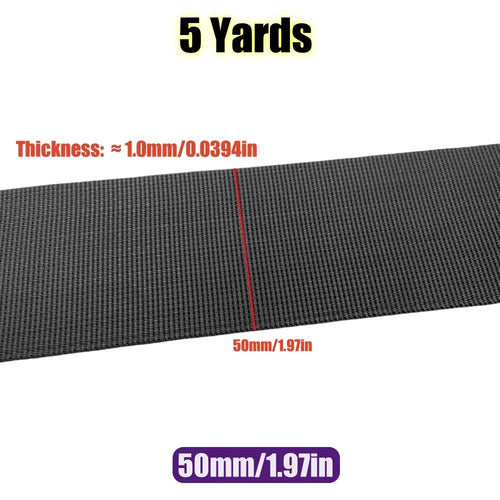 5 Yards 10-50mm Black Nylon Webbing Tape Backpack Strap Pet Collar