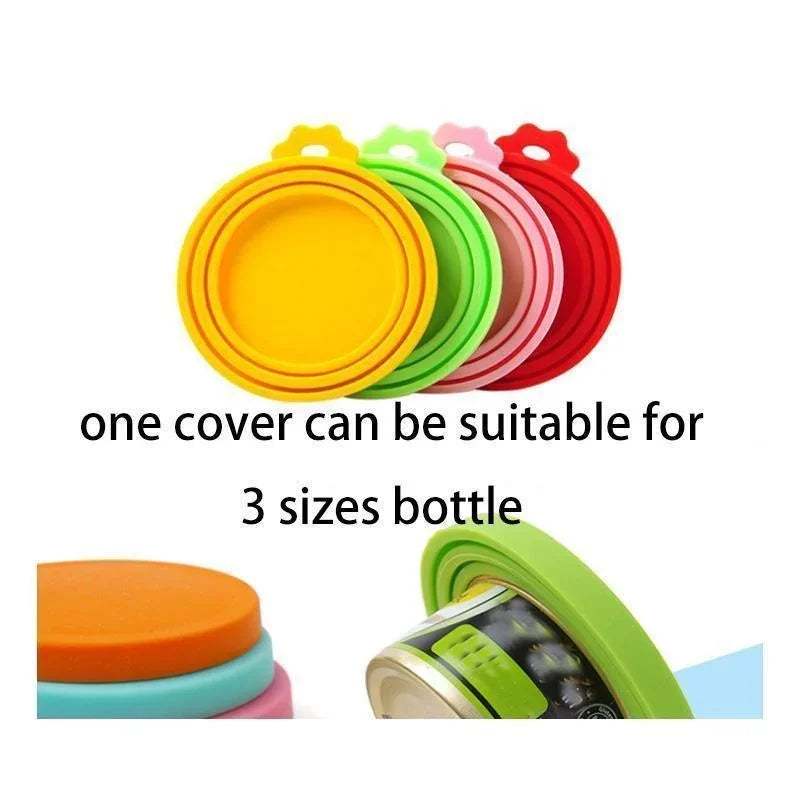 Reusable 3 In 1 Pet Food Can Silicone Cover Dogs Cats Storage Tin Cap