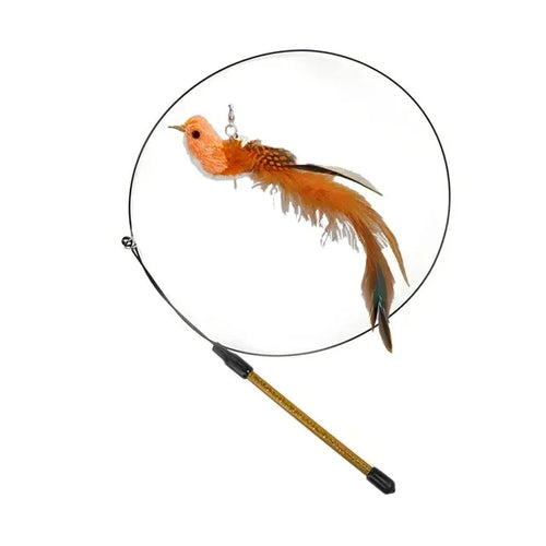 Simulation Bird Cat Toys Funny Interactive Peacock with Bell Cat Stick
