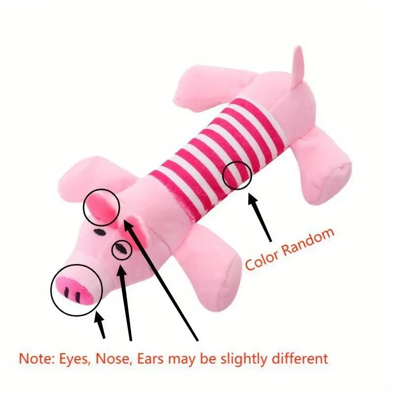 Pig Elephant Design Durable Interactive Dog Toy - Squeaky Chew Toy for