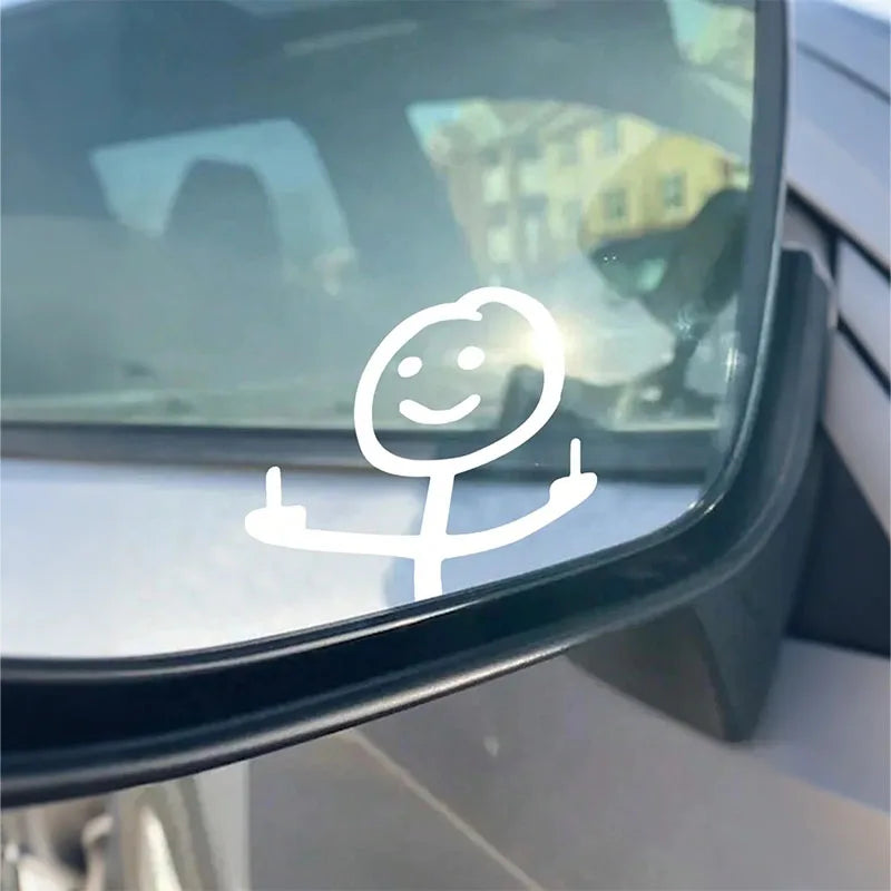 2 cartoon smiling car stickers - waterproof, UV resistant vinyl, easy