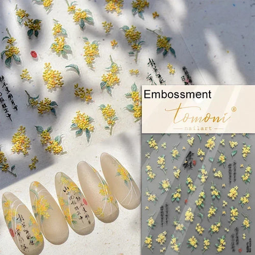 1piece 5Dcute tulip flower nail stickers high quality self-adhesive