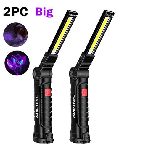 395nm LED UV Flashlight USB Rechargeable Foldable Lamp with Magnet